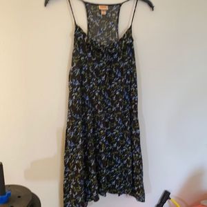 Black and blue floral sundress with elastic waist